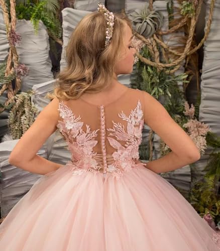 Tulle Flower Girl Dresses Lace Appliques Puffy Tulle Princess A Line First Communion Dress for Girls Ball Gowns4