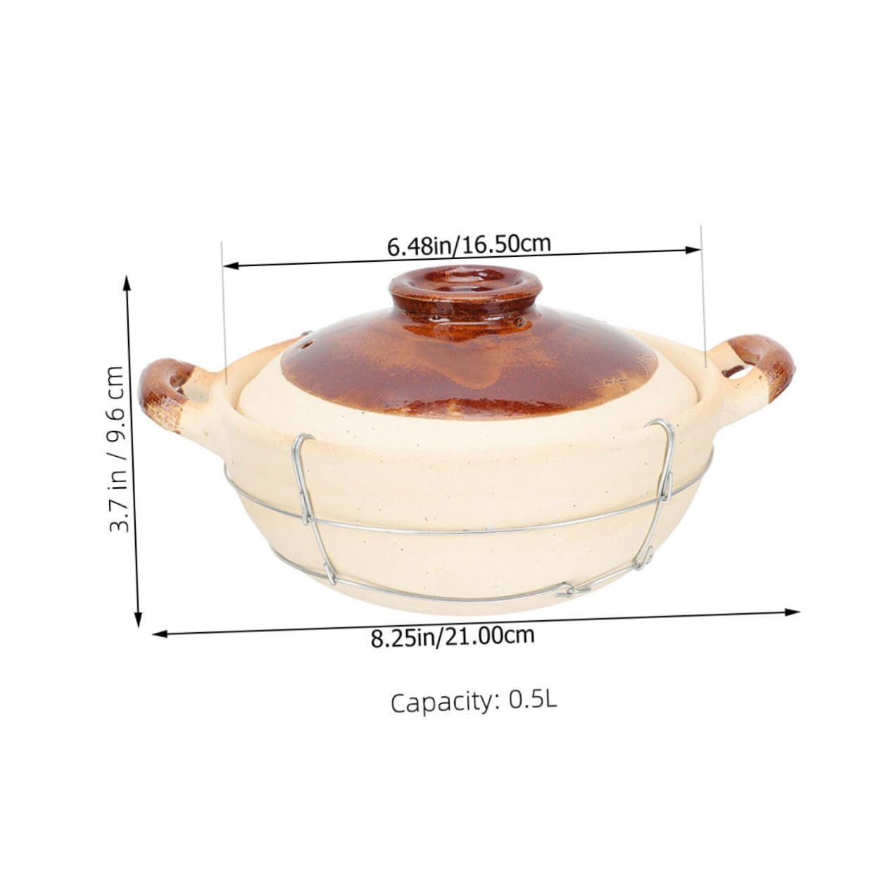TOYANDONA 2 piezas Cazuela de Barro con Tapa Resistente Altas Temperaturas para Estofados y Sopas Olla de Arcilla Versátil para Horno de Unidades con Mango para Cocina Casera