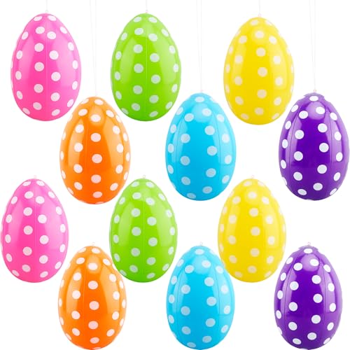 12 Pack 16 Inch Inflatable Easter Eggs Large Colorful Easter Egg Inflatables Blow up Jumbo Easter Eggs for Easter Yard Garden Party Favors 6 Colors