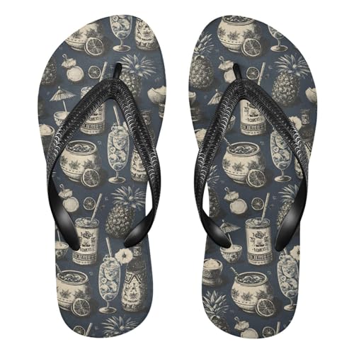 Flip Flop Sandals Vintage Tropical Pattern Print for Women Men Beach Outdoor XS