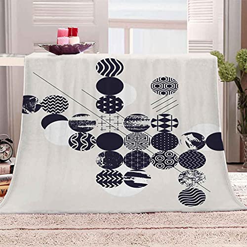 Couverture flanelle impression ronde 3D plaid canapé lit microfibre toutes saisons - 2