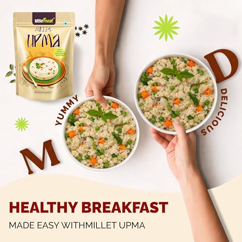 Image of WiseMeal Multi Millet Upma Mix | High Protein & High Fiber Instant Breakfast | No Added Preservatives | Easy to Cook Healthy Indian Breakfast | Weight Management Friendly | Traditional South Indian Upma Mix | Pack of 4