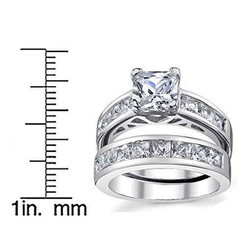 1 Carat Radiant Cubic Zirconia CZ Sterling Silver 925 Wedding Engagement Ring Band Set Sizes 4 to 114