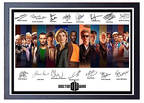 Doctor Who Signed/Autographed Print all Doctors. Dr Who (A4 Framed 34cm x 24cm), Multi-colour, 34L x 24W cm