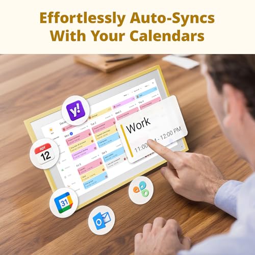 Image of Dragon Touch 15.6 Inch Digital Calendar Wall - 1920 x 1080 FHD Electronic Wall Calendar Family Planner with 32GB Memory and Wall Mount, Touchscreen Intelligent Desk Calendar, Yellow