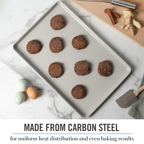Image of Martha Stewart Gallen 17 x 11 Inch Nonstick Carbon Steel Cookie Sheet - Cool Grey, Durable Bakeware for Even Baking and Easy Cleanup
