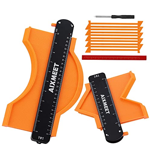 AIXMEET 2pcs Contour Gauge (10 Inch + 5 Inch) ，wide Profile Tool with Lock，Precisely Copy Irregular Shape Duplicator, Outline Gauge Profile Tools for Woodworking, Flooring, Construction, Carpenter