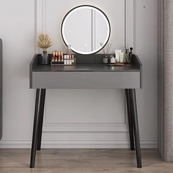 Dresser Vanity LED Lighting Mirror Vanity, Dresser with Storage 3 Adjustable Light Colors Durable and Stable Compact Bedroom Vanity Interior Decoration 23.6 inches, Gray without convenience