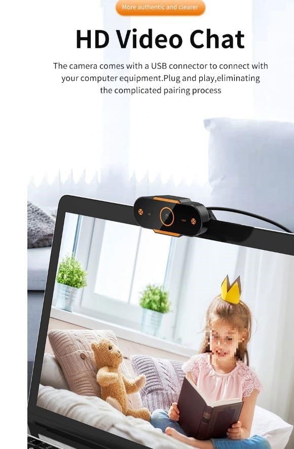 Webcam 1920x1080p avec autofocus rapide et micro pour ordinateur