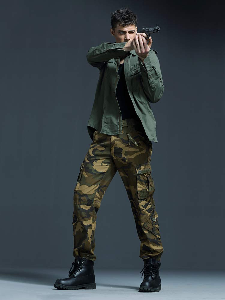 Aeslech Homme Pantalon Cargo Militaire avec 8 Poches Baggy Pantalon de Combat d'extérieur de Travail