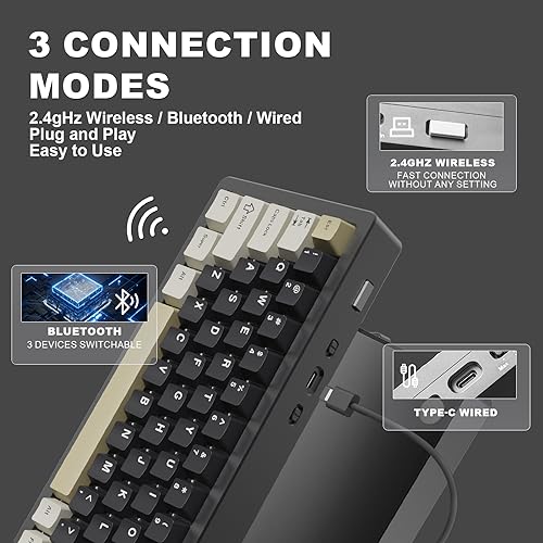 YUNZII AL71 68% Mechanical Keyboard (Black, Crystal White Switch) and Gaming Mouse Pad(Black Topographic) Bundle - Thumbnail 7