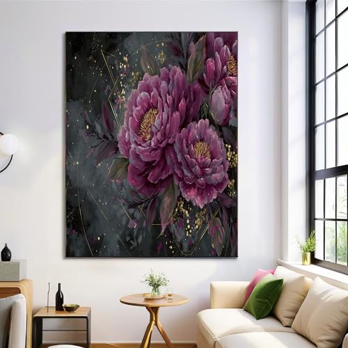 Tableau decoration murale rose grand format texture de pivoines