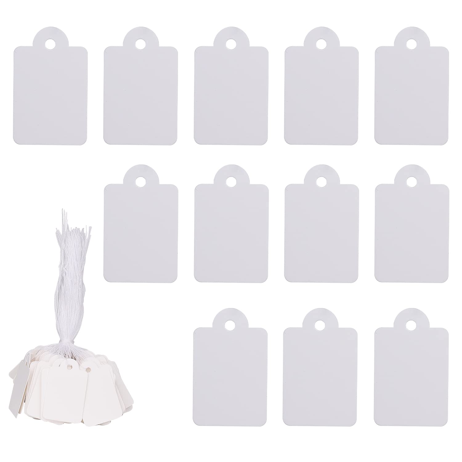 HOLIV 400pcs White Price Marking Tags With Strings - Writable Display Labels for Products, Jewelry, Clothing, Shoes, Teabags, DIY Crafts