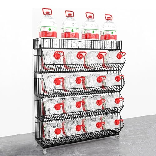 Étagère de rangement en fil d'acier avec roulettes pour libre-service