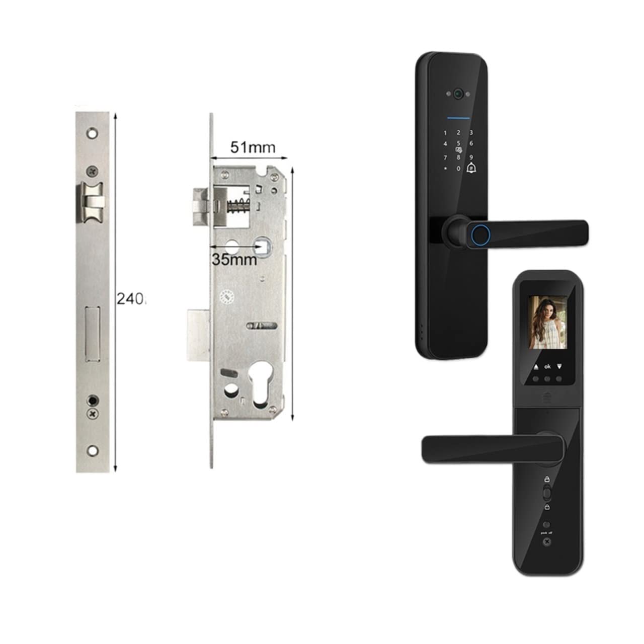 smart Lock, Tuya Digital Electronic Smart Door Lock with Biometric Camera Fingerprint Card Password Key Unlock