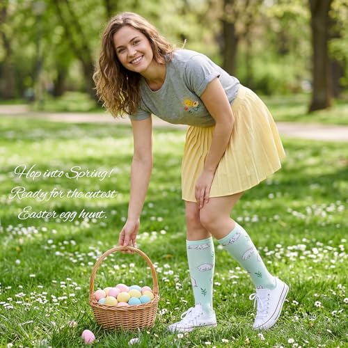 Image of American Trends Women's Knee High Socks, Novelty Holiday Printed Tall Tube Socks, Casual & Party Athletic Sports Stockings