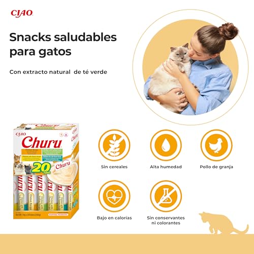 Miniatura 2 de INABA Churu Snack para Gatos, Multipack Sabor Pollo, 20 Sticks x 14g
