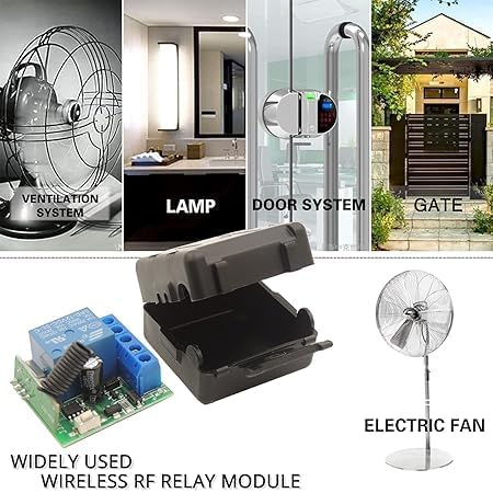 Image of Hexonix 433Mhz Universal Wireless Remote Control Switch DC 12V 1CH RF Relay Receiver Module with Transmitters EV1527 Learning Code Remote Switch (1 Receiver and 1 L-U Remote)