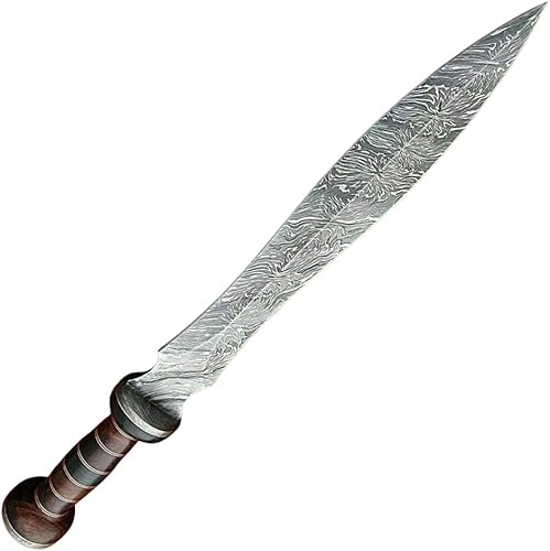 Miniatura 4 de Espada histórica de Gladius romana hecha a mano, 24 pulgadas, hoja de acero de Damasco, espada Warior con funda de cuero