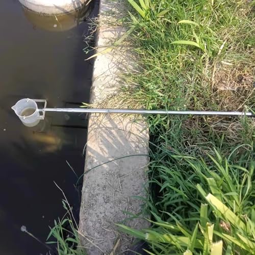 Telescopic Rod Water Collector, Stainless Steel Water Sampler On Pole with 1000ml Plastic Beaker, 1.5/2.5/3/4/5/6 M Long Ultra Light Extension Sewage Sampler(L 1.2m~5m)