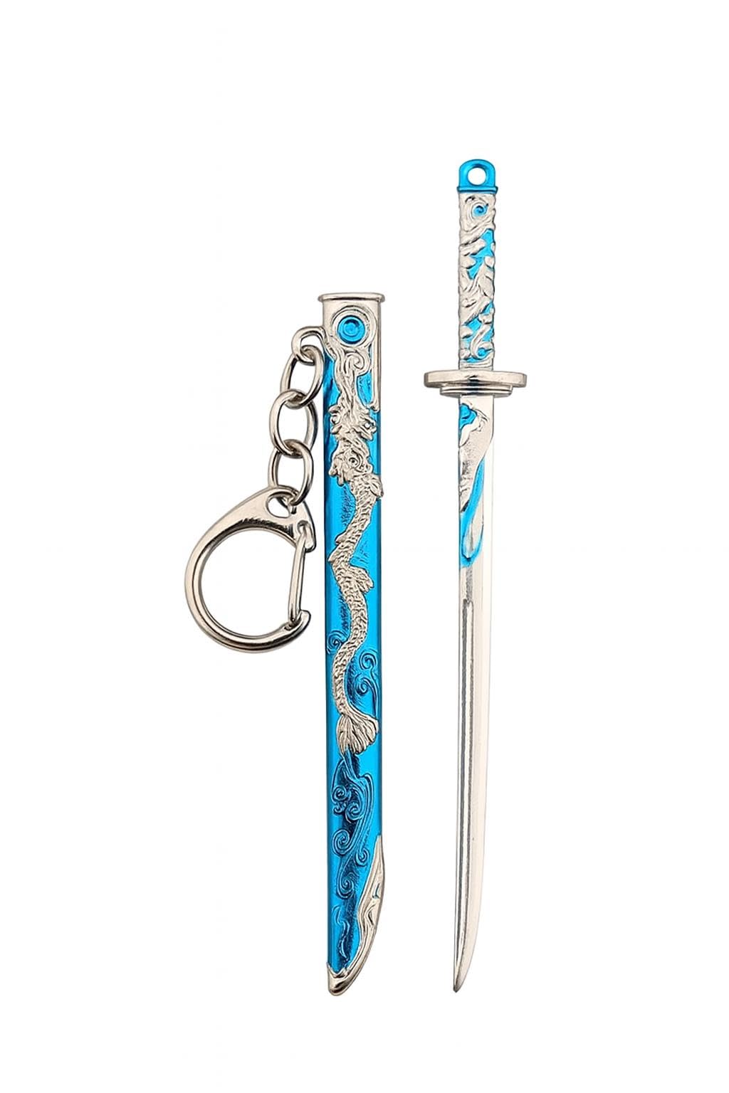 Katana Sword Keychain, Animation Sword Alloy Model-Sword with Matching Scabbard Japanese Demon Slayer Sword Samurai
