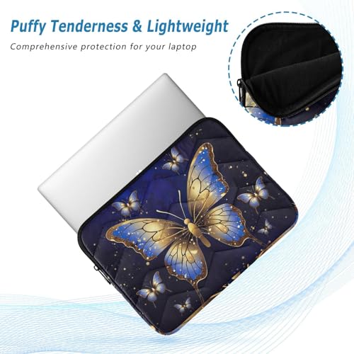 Funda Azul Dorado Mariposa para Portátiles 13-14 Pulgadas miniatura 5