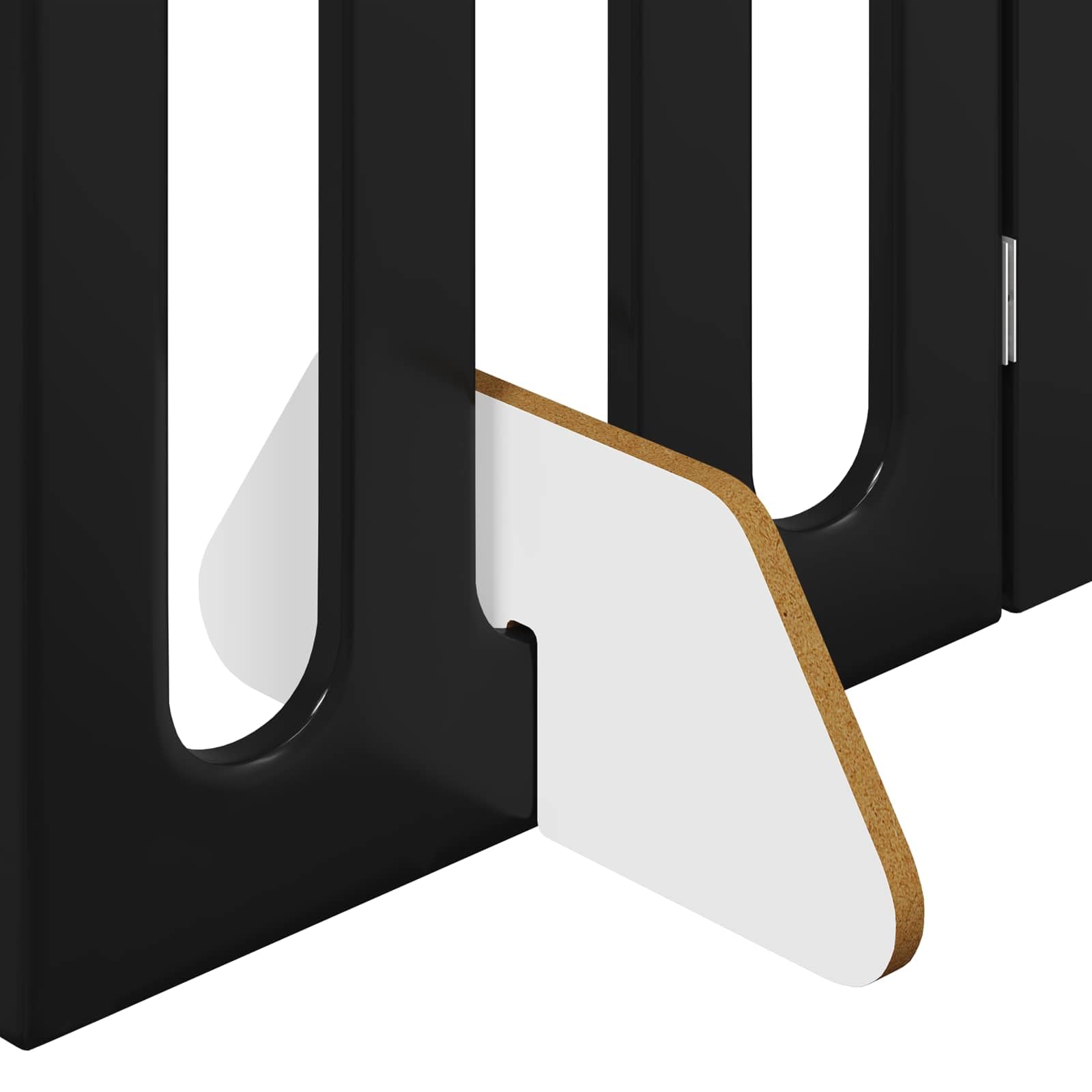 Recinzione pieghevole per animali domestici in legno di rovere nero, 201 x 38 x 90 cm, 4 pezzi, con pannelli pieghevoli flessibili per interni, barriera sicura e uso flessibile