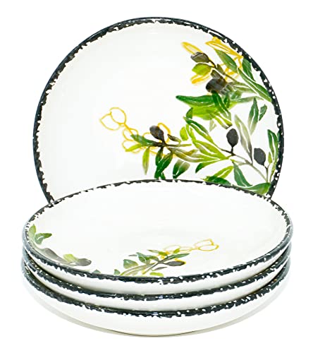 Lashuma Assiette creuse creuse en céramique - Olive - Diamètre : 19 cm