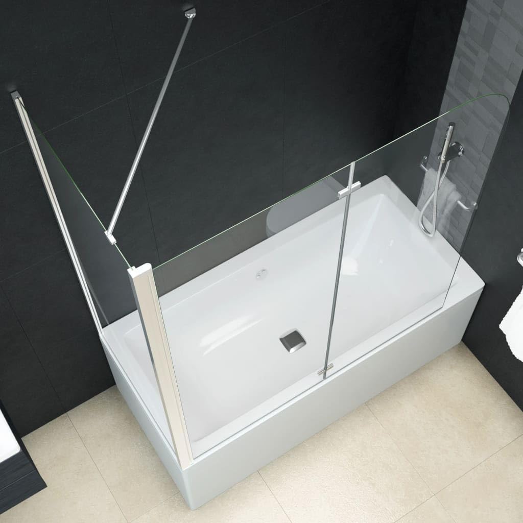 Willood Mampara Ducha 1 Hoja Plegable Pivotante Doble + 1 Hoja Fija Cristal Seguridad Vidrio Templado ESG Cabina Baño Transparente Cierre en L Bañera