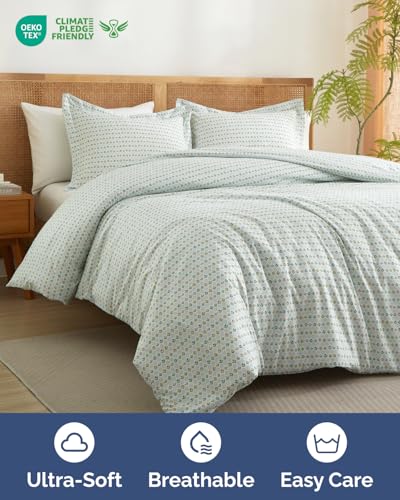 Image of Duvet Cover Queen Size Set - Extra Soft Floral Duvet Cover 90 x 90 with 2 Pillow Shams - Comfy, Breathable Floral Bedding Set - Hotel Luxury & Fade Free with Zipper Closures and Ties - Talavera Garden