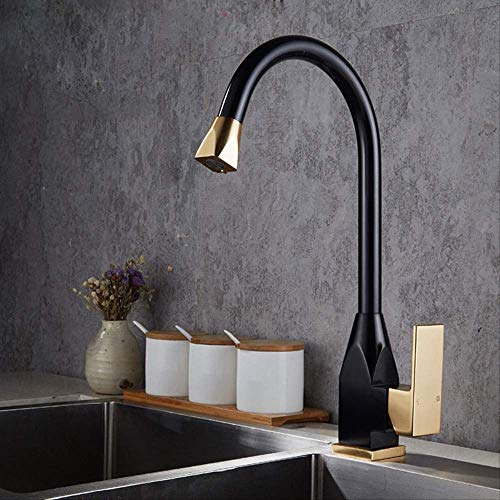 Leilims Charco de Aluminio Espacio de baño Grifo del hogar Caliente y el Agua fría del Grifo de Qualitauml T Calidad Kuuml chenarmatur y el Lavabo, Matt (Color : Black)