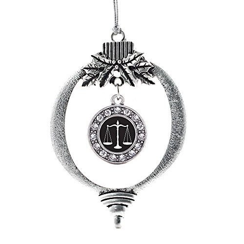 Inspired Silver - Scale of Justice - Silver Christmas Ornament - Circle Charm Christmas Tree...