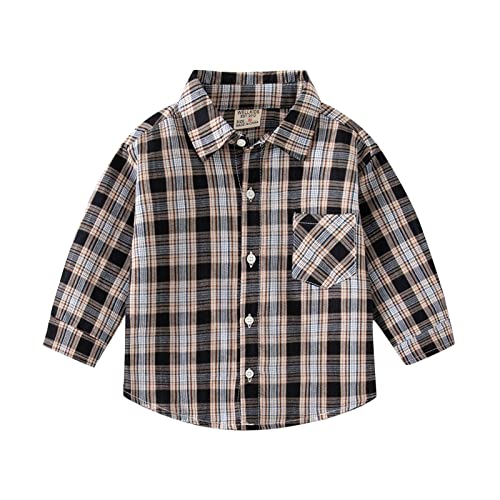 Toddler Boys Button Down Plaid Shirt Jacket Long Sleeve Fashion Tops Stylish Warm Outerwear Casual Dress Shirts Coat