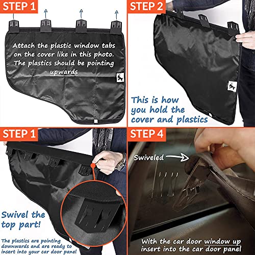 PetEvo 2PCS Car Door Protector - Interior Car Door Protectors Dog Scratch Vehicle Door Covers Pet Car Window Guard - Waterproof Scratchproof Nonslip, Machine Washable- Size 27" x 22"- (2 Packs)