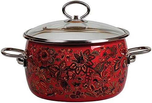 Khokhloma Vitross Imperio - Juego de ollas de cocina esmaltadas con tapa, acero esmaltado (5.3 cuartos de galón (5 litros)