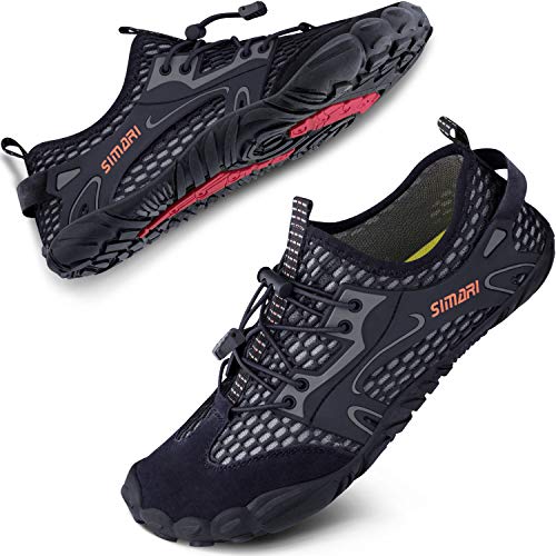 SIMARI Water Shoes Womens Mens Sports Quick Dry Barefoot for Swim Diving Surf Aqua Pool Beach Walking Yoga 321 Black
