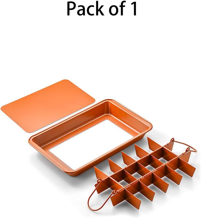 Brownie Pan with Dividers Baking Tray All Edges-Only - Bite Size Baking Steel Corner Brownies Pan with Cutter, Makes 18 Pre-cut Brownies Perfect All at Once - 12 X 8 X 1.6 Inches
