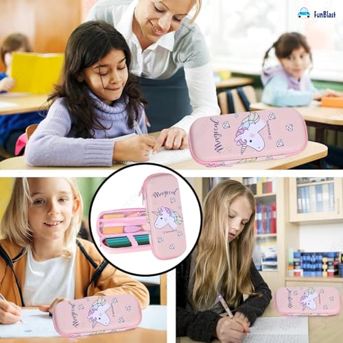 Image of FunBlast Pencil Pouch For Kids-Multi-Purpose Zipper Pencil Case,Pen & Pencil Pouch Bag,Stationary Organizer For Kids,3D Hardtop Multicolor Eva Canvas Pencil Case (Magical Unicorn)