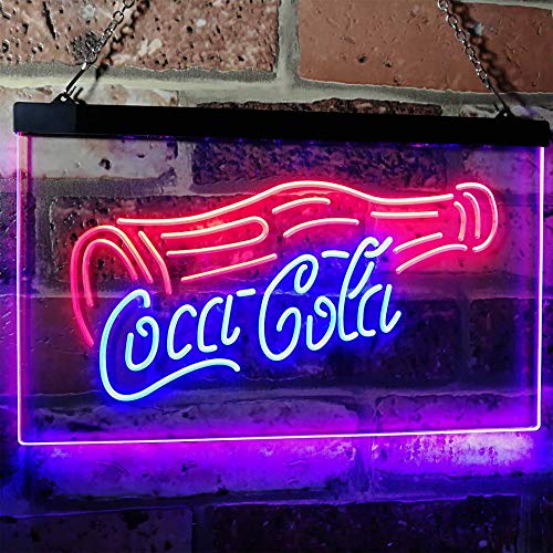ZAKAKU Coca Cola Bottle Drink Bar Two Color LED Neon Sign Blue and Red w16 x h12