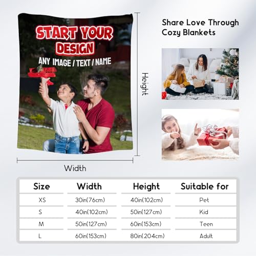 Personalized Blanket with Photo - Custom Gift for Kid Teens Adults - Picture Blankets with Name, Soft Fleece Throw for Couch, Bed