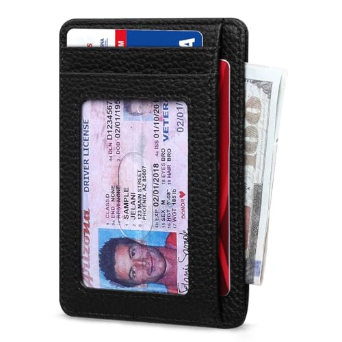 Image of RUNBOX Slim Minimalist Front Pocket RFID Blocking Leather Wallets for Men and Women Card Holder Wallets Gifts for men