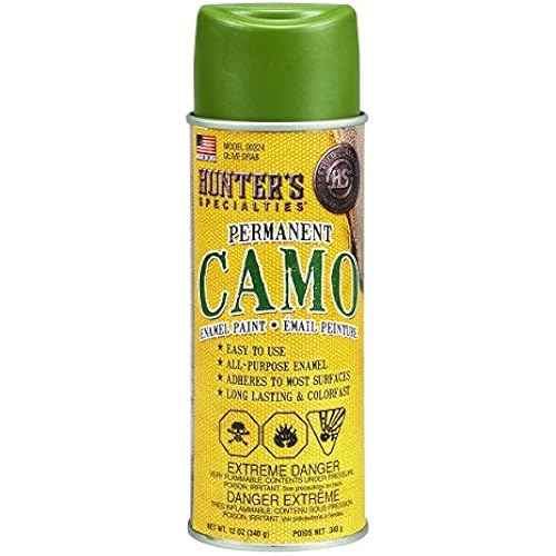 Hunters Specialties Camo Spray Paint - 12 Oz - Olive Drab - Non-Reflective Finish Water Resistant Fast Drying Paint for Treestands, Decoys, Blinds & Other Hunting Equipment