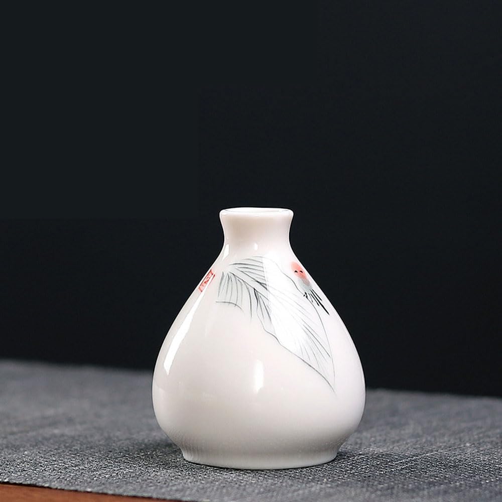 asdchZen Hand Painted Ceramic Vase For Home Decor, Artistic Vase Small Flowers, For Home Decor Small Bud Decorative Floral Vase,D