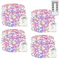 4Pack 80Ft 240LED Fairy Lights Battery Operated with Remote, Waterproof String Lights with Timer for Indoor & Outdoor, Twinkle Lights Battery Powered for Bedroom Christmas Decorations (Multicolor)