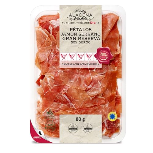 PÉTALOS Jamón Serrano 50% Duroc Nuestra Alacena de Dia sobre 80 g