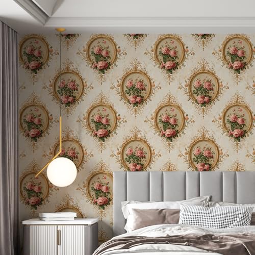 Image of PAPER PLANE DESIGN Vintage Floral Vinyl Self Adhesive Wallpaper Peel & Stick, Waterproof, Stain-Proof & Easy to Clean | 16 in X 90 in, Decor for Bedroom, Hallway, Living Room (D)