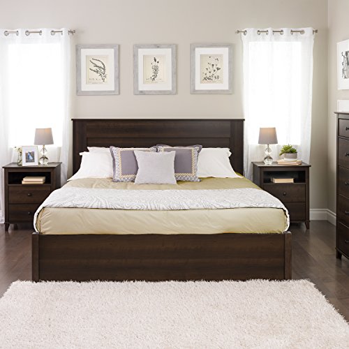 Image of Prepac Stylish Flat Wood Panel Headboard for King Size Beds, Simplistic Wooden King Headboard 2.25 inch D x 81 inch W x 48 inch H, Espresso, EHFK-1301-1