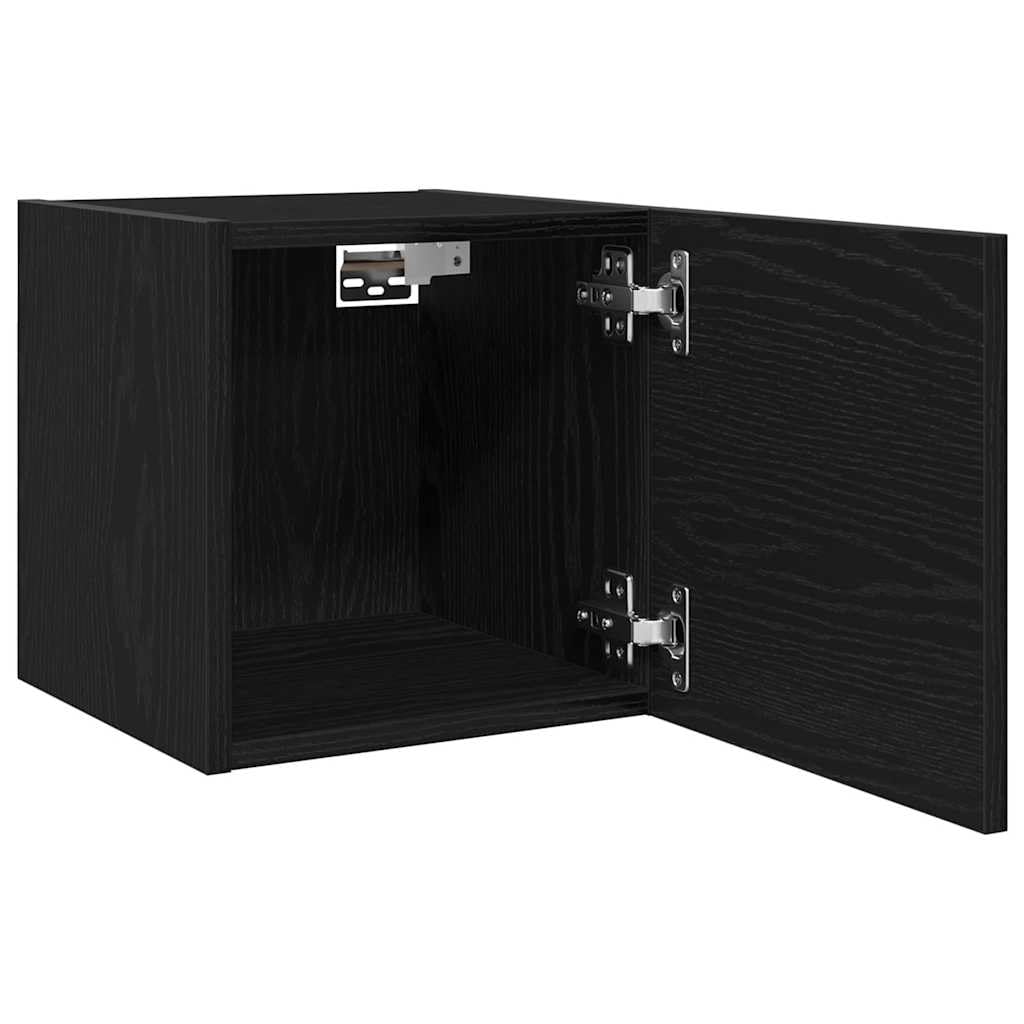 Étagères TV murales chêne noir 30cm | Lot de 2 meubles suspendus salon