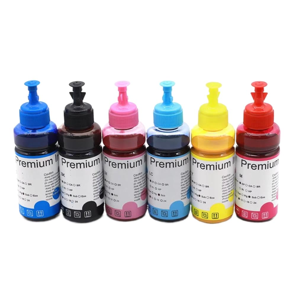 Tinta de sublimación de Transferencia de Calor de 100 ml de Color Funciona con Modelos de Impresora L110 L200 L201 L210 L220 L300 L310 L350 L355 L382 L386