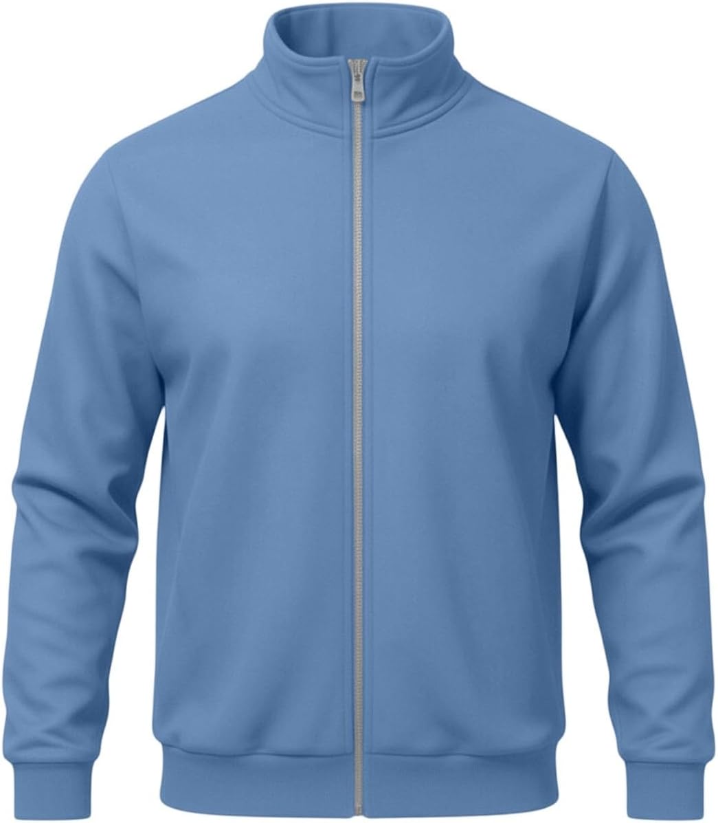 Mens Track Jacket Full Zip Stand Collar Casual Athletic Coat | Full Zip Track Jacket Stand Collar Ribbed Cuffs Athletic Sweatshirt For Running Training Travel And Casual Wear
